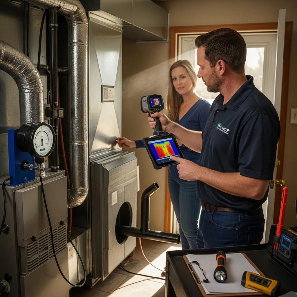 Boost Your Home's Performance: Energy Efficiency Strategies 3 Technician performing a home energy audit to locate HVAC inefficiencies